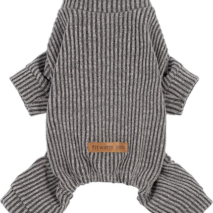 Fitwarm Mock Neck Knitted Dog Pajamas, Warm Winter Clothes for Small Dogs Boy Girl, Pet Pjs, Grey, Medium