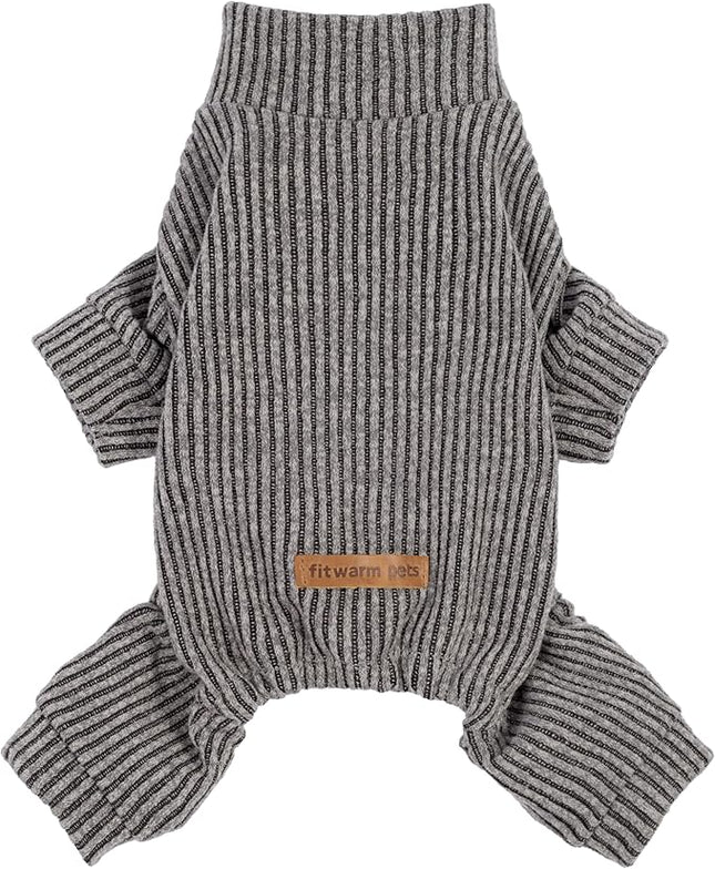 Fitwarm Mock Neck Knitted Dog Pajamas, Warm Winter Clothes for Small Dogs Boy Girl, Pet Pjs, Grey, Small
