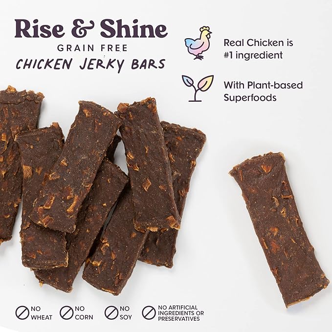 Superfood Dog Treats Salmon, Chicken or Beef Jerky Bars - Dog Treats for Snacks and Training – Made in USA - No Corn, Wheat or Soy – Poultry Free (5 Ounces, Chicken)