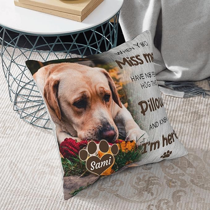 Funnylife Personalized Pet Memorial Throw Pillow with Photo Pet Memorial Gifts for Dogs Cats Loss of Dog Sympathy Gift Dog Bereavement Remembrance Picture Pillow
