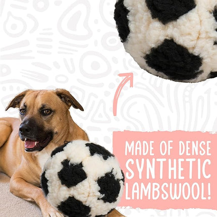 HuggleHounds HuggleFleece Plush Soccer Ball Dog Toy - Dog Fuzzy Ball Toy, Durable Round Soft Fleece, Stuffed Puppy Plush for Small and Large Breeds - 8", Large