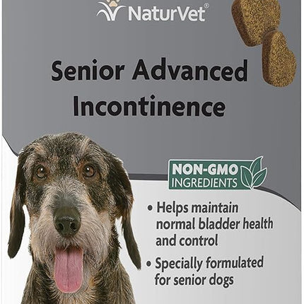 NaturVet Senior Advanced Incontinence Dog Supplement – Helps Support Dog’s Bladder Control, Normal Urination – Includes Synergistic Blend of Botanicals – 120 Ct. Soft Chews