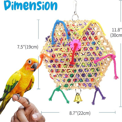 Bird Parrot Toys，2 Pack Bird Hanging Foraging Shredder Toys for Small Medium Small Bird Conure Cockatiel Parrotlet Lovebird Budgie