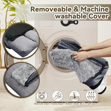 Dog Bed for Medium Dogs Breeds, Deluxe Plush Dog Crate Beds, Comfy Kennel Pad, Pet Sleeping Mat, Waterproof, Removable and Machine Washable Cover & Non-Slip Bottom, 36"X23" Grey