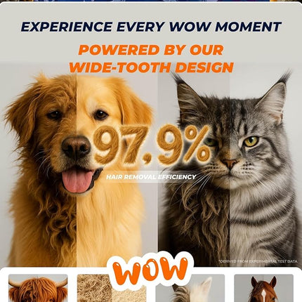 Large Dual-Sided Dogs and Cats Brush for Shedding, Unique Blade Designed Deshedding Dog Brush for Long & Short Haired Dogs, Safe&Pro Shedding Tools, Undercoat Rake for All Coats, Premium Walnut Handle