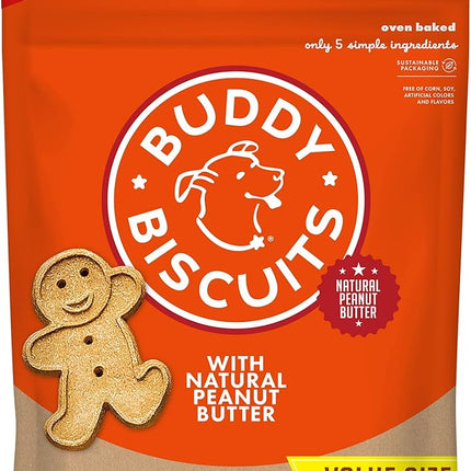 Buddy Biscuits 2 lb Bag of Crunchy Dog Treats, Made with Peanut Butter