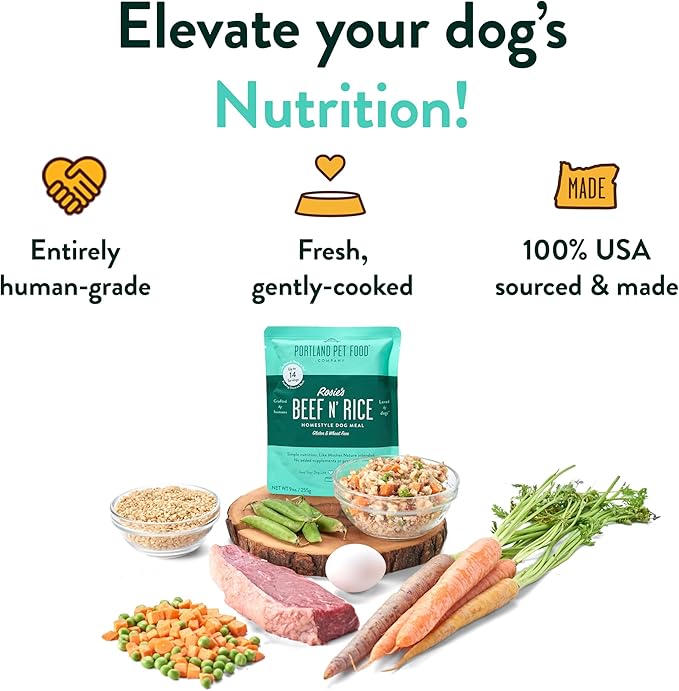 Portland Pet Food Company Fresh Dog Food Pouches - Human-Grade Topper Mix-Ins & Wet Pet Meals - Small & Large Breed Puppy & Senior Dogs - Gluten-Free Meal Toppers, Made in The USA - 5 Pack Variety