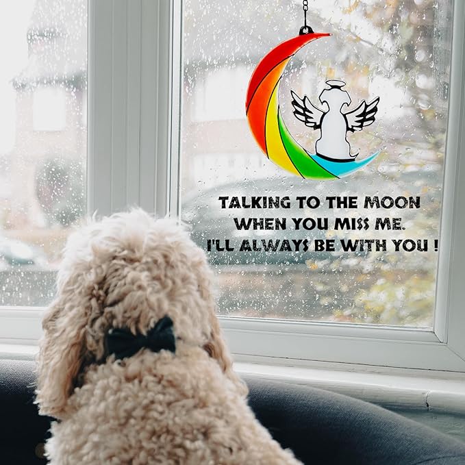 Stained Glass Dog Memorial Gifts for Loss of Dog, Handmade Pet Memorial Gift, Rainbow Bridge