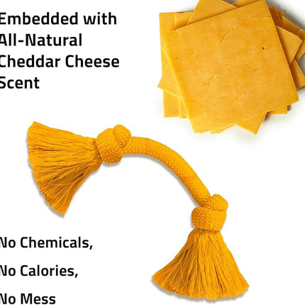 Playology Dog Toys | Dri-Tech Rope Toy Tug of War Rope for Aggressive Chewers | Medium Cheddar Cheese Scented Toy - Easy to Clean and Made from Non Toxic Materials