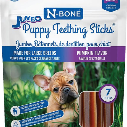 N-Bone Jumbo Puppy Teething Sticks Pumpkin Flavor Dog Treats, 7 Count 7.28-oz Bag