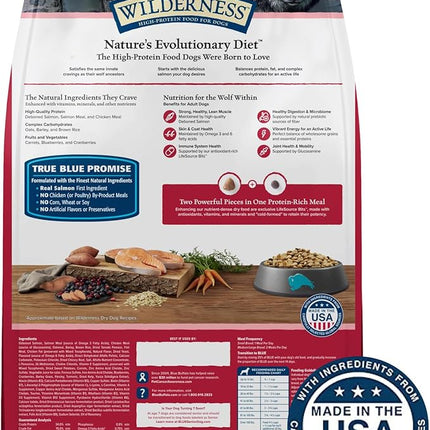 Blue Buffalo Wilderness Natural High-Protein Dry Food for Adult Dogs, Salmon Recipe, 28-lb. Bag