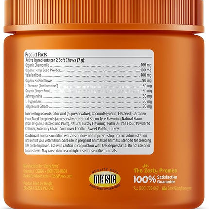 Zesty Paws Calming Chews for Dogs - for Everyday Stress, Relaxation, Composure, and Separation Turkey 90 Count