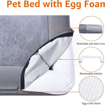 Amazon Basics Living Room Couch Dog Bed with Premium Foam, Pressure-Relief Support for Dogs up to 90lbs, Machine Washable Cover, Extra Large Sized (44" x 35"), Grey