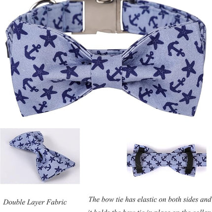 Lionet Paws Dog Collar with Bowtie, Summer Bowtie Collar for Dog,Adjustable Comfortable Dog Collar Gift for Puppy Small Medium Large Dog