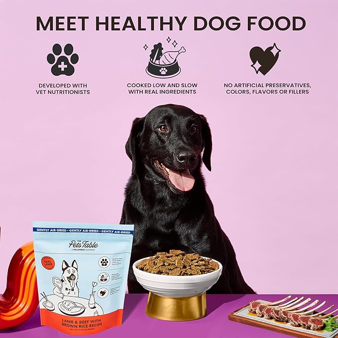The Pets Table Air Dried Dog Food for Dogs Large, Medium and Small with Sensitive Stomachs | Puppy Dog Food, Adult Dog Food, Senior Dog Food | Lamb & Beef with Brown Rice 4.5 lbs / 72 oz Bag