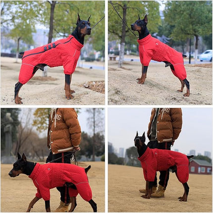 Lovelonglong Dog Coat, Red, S (Back 11", Chest 14.5"), Waterproof, Reflective, Windproof, Adjustable, Modern, Dog Winter, Small Medium Large Dogs, Cotton with Waterproof Outer Layer