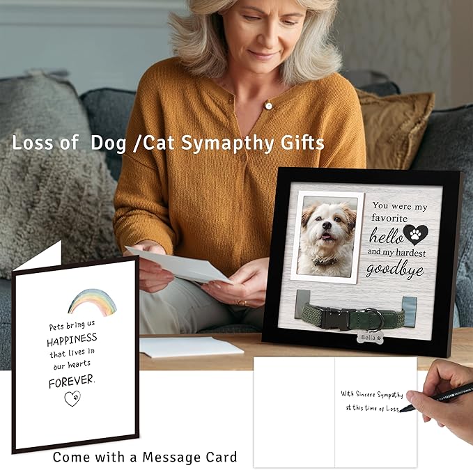 Dog Loss Gifts,Pet Memorial Frame with Collar Holder,Dog and Cat Collar Memorial Frame,Pet Memorial Gift for Dogs,Pets Loss Sympathy Gift for Pet Lover,Dog Moms-HG