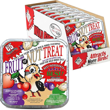 C&S Fruit n’ Nut Suet Treat, Suet Cakes for Wild Birds Including Robins, Blue Jays, Bluebirds, Tanagers, Thrushes and More, 8 Pack