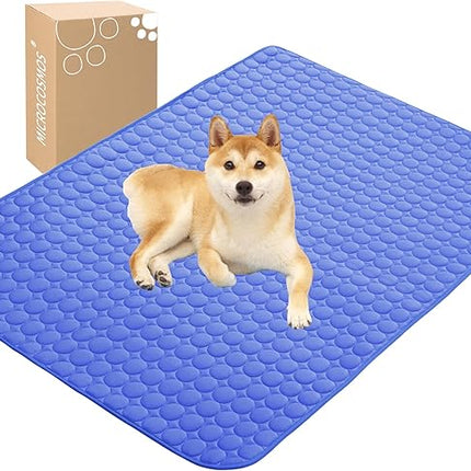 MICROCOSMOS Summer Cooling Mat & Sleeping Pad- Water Absorption Top, Materials Safe, Easy Carry, EZ Clean. Keep Cooling for Pets, Kids and Adults.(Navy Blue, 59" x 40")