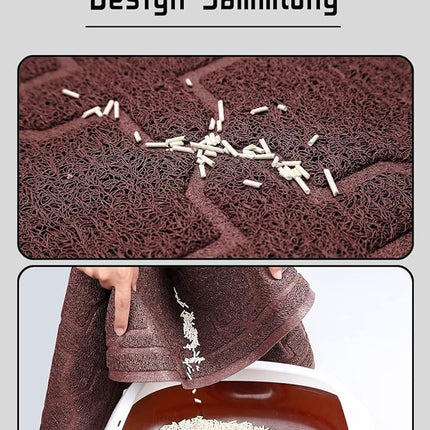 Yimobra Cat Litter Mat, 35.4"x23.6" Litter Box Mat with Litter Lock Mesh, Soft Cat Litter Mat Litter Trapping Mat, Easy to Clean, Non-Slip, Water Resistant, Litter Free Floors, Dark Coffee