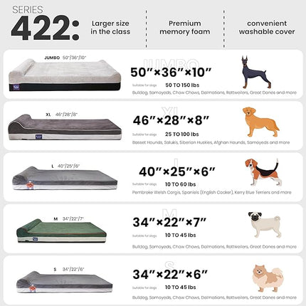 Laifug Orthopedic Memory Foam Extra Large Dog Bed with Pillow and Durable Waterproof Liner with Removable Washable Cover and Smart Design (Large (40" x 25" x 5.5"), Slate Gray)