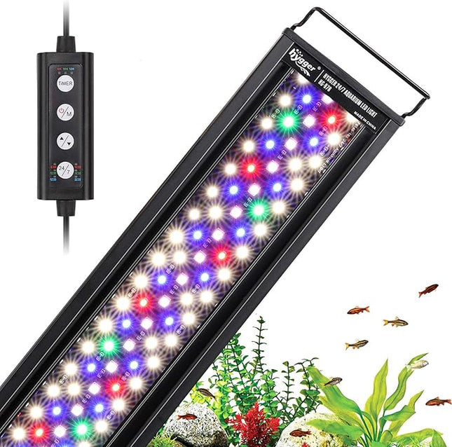 hygger 22W 24/7 Lighting Aquarium LED Light, Sunrise-Daylight-Moonlight Mode and DIY Mode, Adjustable Timer Adjustable Brightness Fish Tank Light with Extendable Bracket 7 Colors for Planted Tank