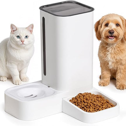 Automatic Feeder for Dogs and Cats - Gravity Feeder Bowl - Pet Water Dispenser -12.5 x 12.5 x 12.2 inches - Self-Feeding Food Dispenser for Small to Large Pets - Dry Food Station