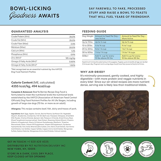 The Pets Table - Air Dried Dog Food Sampler 4 Pack - 16 Ounce Bags of Each: Beef & Berries, Chicken & Sweet Potato, Salmon & Whitefish, and Lamb & Beef - 16 Ounce (Pack of 4)