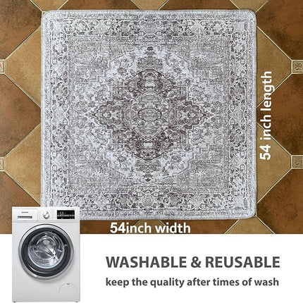 nunubaby Washable Pee Pads for Dogs, Stylish, Non-Slip and Leak-Proof Pee Pads. Reusable Potty Pads for Dogs for Crates and Floors.(Brown/Geo, 54" x54")