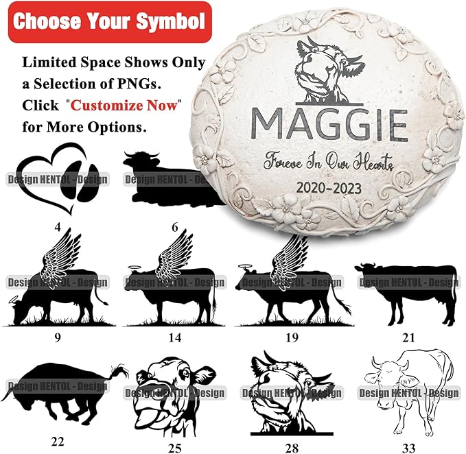 Personalized Cow Memorial Stone, Pet Grave Marker Cow, Cow Headstone, Cow Tombstone, Cow Gravestone, Cow Memorial Gifts