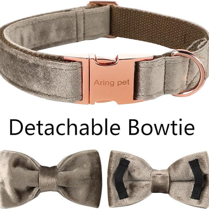 ARING PET Bowtie Dog Collar,Velvet Dog Collars with Detachable Bowtie, Adjustable Bow Tie Collar for Girl and Boy Dogs.
