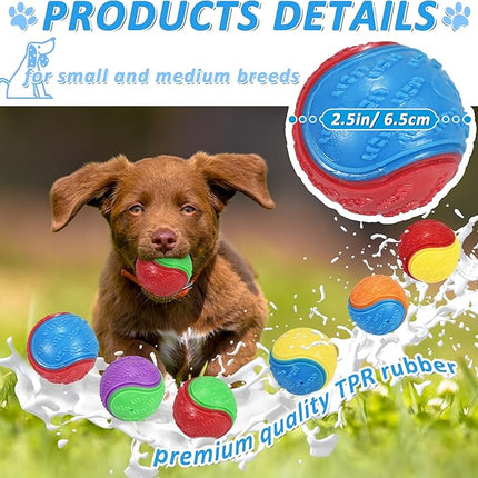 6Pcs Squeaky Dog Balls, Dog Toys Balls for Training, Tough Ball Toys for Dogs, Fit with Dog Ball Launcher, High Bouncy Dog Ball for Interactive Playing, Puppy Pet Chew Balls Teething Balls 2.5in