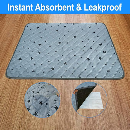 RIOUSSI Washable Pee Pads for Dogs, Reusable, Absorbent, Leakproof, Non Slip Pet Puppy Pads for Potty Training. Gray Stars, 48x65 Inch(1pack)