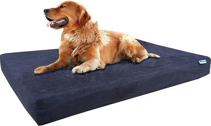 Dogbed4less Extra Large Orthopedic Gel Infused Cooling Memory Foam Dog Bed for Medium to Large Pet, Waterproof Liner and Durable Suede Espresso External Cover, XL 47X29X4 Inches (Fit 48X30 Crate)