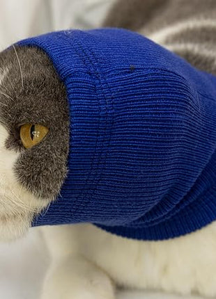 Cat Hematoma Ear Wrap,Cat Ear Wrap Anxiety Relief – Noise Canceling for Fireworks, Thunderstorms, Pet Grooming & Force Drying Blue S