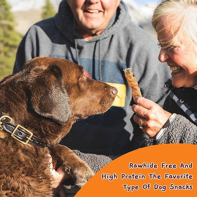 Jungle Calling Dog Treats, High Protein Dog Chewy Treats Health Teeth and Coat, Chicken Wrapped Cod Skin Sticks, Rawhide-Free Cod Fish Skin Snacks for Dogs, 10.6 oz