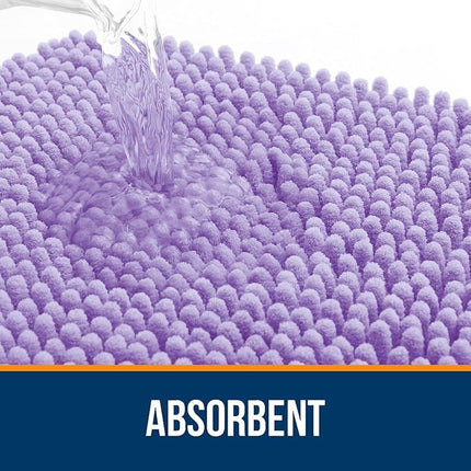 OLANLY Bathroom Rugs 47x20, Extra Soft Absorbent Chenille Bath Rugs, Rubber Backing Quick Dry, Machine Washable Bath Mats for Bathroom Floor, Tub and Shower, Home Decor Accessories, Lavender