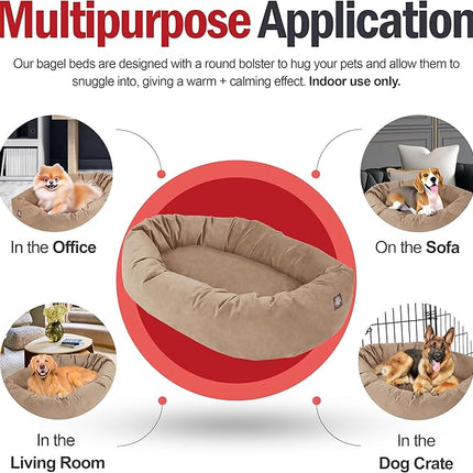 Majestic Pet 24 Inch Suede Calming Dog Bed Washable 24x19x7 (Inch) – Cozy Soft Round Donut Dog Bed with Spine Support for Dogs to Rest Their Head - Pet Bed Small – Stone (2025)