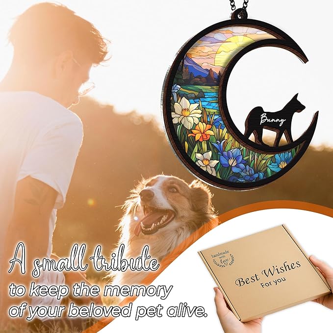 6'' Basenji Dog Memorial Suncatcher Personalized Name Dog Breed Pet Ornament Window Car Hanging Sympathy Gift for Loss of Pet Passed Away Remembrance Gift for Dog Lovers SCD-B11-6-44