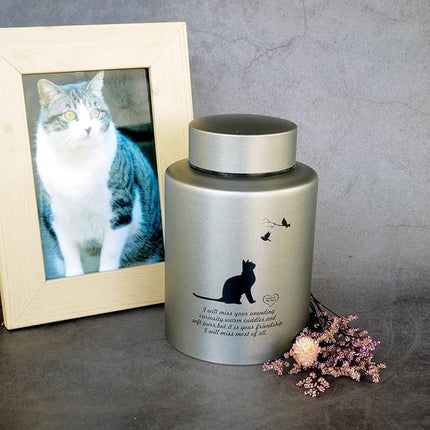 Pet Cremation Urns for Cats Ashes, Up to 60 lbs Cat Memorial Keepsake Urns for Ashes-Medium (Gray)