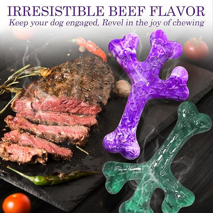 Dog Toys for Aggressive Chewers: Dog Chew Toys 6 Pack Beef Flavored Indestructible Toy, Easy to Use & Clean, Tough Nylon Chew Bone for 20-70 lbs Medium and Large Dogs