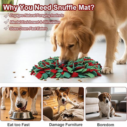Snuffle Mat for Dogs - Christmas Dog Toys, Sniff Mats for Dogs - Nosework Training Mats for Foraging Instinct, Enrichment Toys for Small/Medium/Large Pets