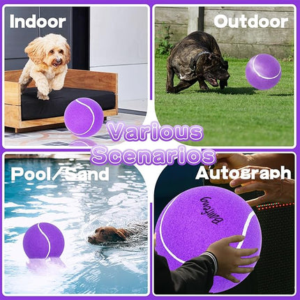 Big Tennis Ball for Dogs, Giant Dog Tennis Ball Toy Large Outdoor Sports Gift for Small Medium Large Dog (Purple, 9.5 inch)