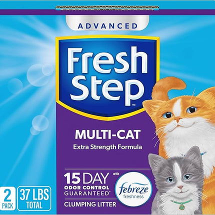 Fresh Step Advanced Multi Cat Clumping Litter with Febreze Freshness, Fresh Step Clumping Cat Litter Extra Strength Formula, 37 lbs. (2 x 18.5 lb. Box)