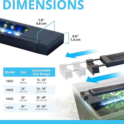 Fluval Aquasky 2.0 Bluetooth LED Aquarium Light – 35W, 48–60" | RGB + 6500K White LEDs | App-Controlled 24-Hour Cycle & Weather Effects | IP67 Waterproof | 120 Wide Coverage