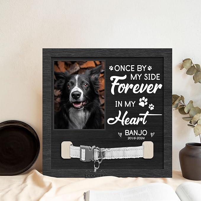 Nazenti Personalized Dog Memorial Picture Frame, Custom Sympathy Gifts for Loss of Dog, Pet Loss Gift, Pet Memorial Frame with Collar Holder, Cat Condolences Gift, Dogs Sign Bereavement Gifts