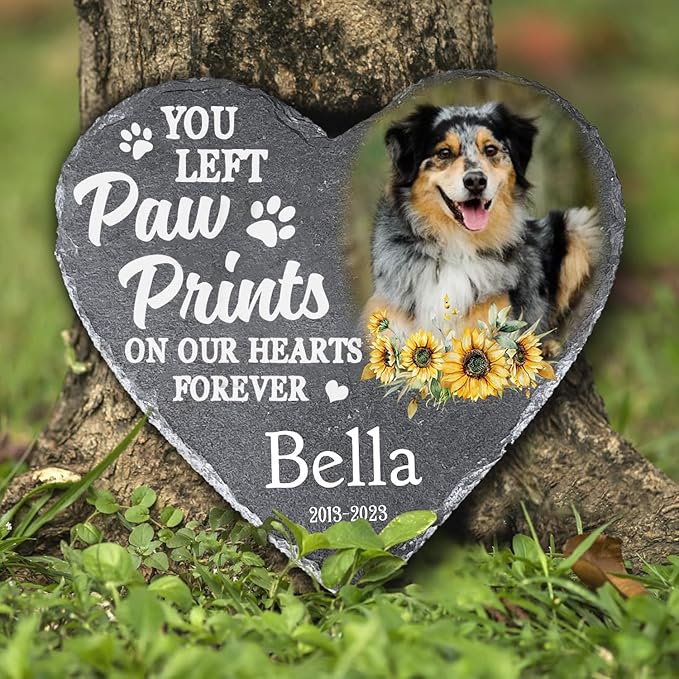 Gabita Custom photo Dog Memorial Stone, Pet Memorial Gifts for Dogs, Dog Memorial Stone, Personalized Pet Grave Markers Headstone Cemetery Decorations for Pet