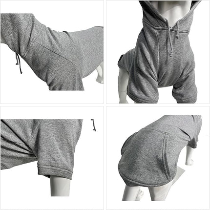 Lovelonglong Blank Basic Hoodie Sweatshirt for Dogs 100% Cotton Fits Small Medium Dachshund Large Dog Gray XXL