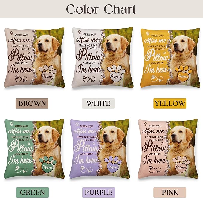 Personalized Pet Memorial Pillow with Photo, Dog Memorial Gifts for Loss of Dogs Cats, Pet Photo Gifts for Dog Lovers, in Memory of Pet, Loss of Dog Sympathy Gift, Dog Bereavement Gift