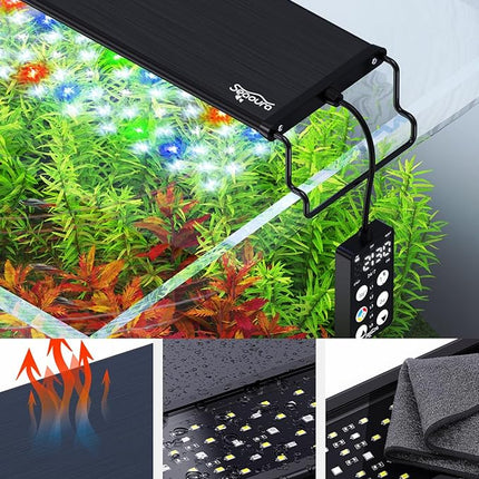 SEAOURA Aquarium Light for Fish Tank, 24/7 Custom Timer, Power-Off Memory, 7-Row LED 24-30in Full Spectrum Fish Tank Lights, 8 Colors, 20 Brightness, Day&Night Cycle, Adjustable Mount for Freshwater